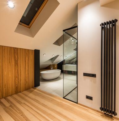 Loft ensuite with skylight and walk-in shower